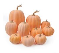 Ensemble de citrouilles artificielles en mousse dorées vieillies pour centre de table, cheminée, plateau à étages, décoration moderne et rustique pour la maison, l'automne, Thanksgiving (orange pâle)