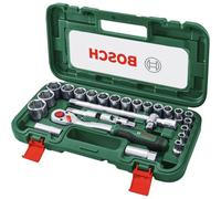 Ensemble de clés à cliquet Bosch, 26 pièces, 1/2 pouce, cliquet à 72 dents (5°), couple maximal de 768 Nm, comprenant 19 douilles