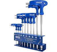 Ensemble de clés à douille hexagonales Unyqoos® HX ERGO-T, 10 pièces, acier S2, manche en T avec rotule, support d'outils en métal, métrique 2–10 mm (longueurs 100–200 mm)