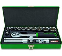 Ensemble de clés à douille TOPTUL GCAD1607, en acier pour outils, avec coffret métallique, poids : 3,6 kg