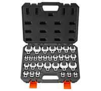 VEVOR Jeu de 30 Clés à Patte d'Oie Entraînement 3/8'' Métriques et SAE ourche en Acier Allié Cr-Mo, Mallette de Rangement, Double Marquage sur Clés et Coffret, pour Entretien Réparation Auto
