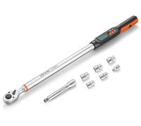 Ensemble de clés dynamométriques numériques VEVOR, entraînement de 1/2 pouce, 4 unités, précision de ±2 %, écran LCD avec signal sonore et indicateur LED, clés, tige d'extension et adaptateurs pour le