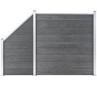 Ensemble de clôture Living Store WPC, modèle 1 panneau droit + 1 panneau incliné, dimensions 273x186 cm, couleur gris