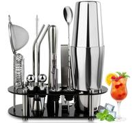 Ensemble de cocktails 16 pièces, comprenant un shaker Boston en acier inoxydable de 750 ml et des accessoires de bar