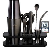 Ensemble de cocktails en acier inoxydable, 11 pièces – Set de shaker à cocktails Boston de 825 ml avec support et accessoires de bar. Ensemble de shakers à cocktails | Ensemble de barman | Ensemble de