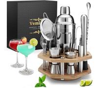 Ensemble de cocktails Unyqoos® Boston-Shaker, 8 pièces – Kit de démarrage, en acier inoxydable (304), comprenant : 2 shakers (750/600 ml), un verre à mesurer (30/15 ml), un filtre à glace, un verseur 