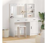 Ensemble de coiffeuse 2 pièces avec LED en bois d ingénierie blanc Blanc G