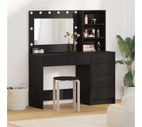 Ensemble de coiffeuse 2 pièces avec LED en bois d ingénierie noir