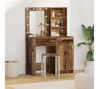 Ensemble de coiffeuse 2 pièces avec LED en bois vieilli en bois d ingénierie G