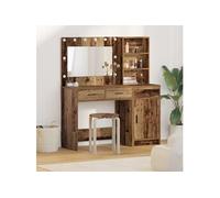 Ensemble de coiffeuse 2 pièces avec LED en vieux bois d ingénierie