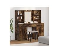 vidaXL Ensemble de coiffeuse 3 pièces Chêne fumé Bois d'ingénierie