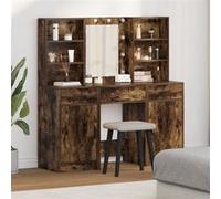 vidaXL Ensemble de coiffeuse 3 pièces Chêne fumé Bois d'ingénierie
