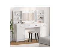 Ensemble de coiffeuse 3 pièces en bois d ingénierie blanc