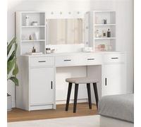 Ensemble de coiffeuse 3 pièces en bois d ingénierie blanc Blanc