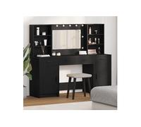 Ensemble de coiffeuse 3 pièces vidaXL en bois d'ingénierie noir
