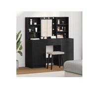 Ensemble de coiffeuse 3 pièces Noir en bois d ingénierie Noir G