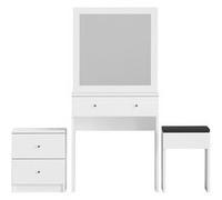 Ensemble de coiffeuse en bois "Nice" - 65 x 35 x 139 cm - Blanc