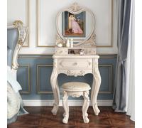 Ensemble de Coiffeuse Moderne Coiffeuse en Bois | Avec tiroirs Miroir Tabouret Mobilier décoratif Pour la chambre à coucher Pour femmes(60cm/24in+mirror)