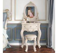 Ensemble de Coiffeuse Moderne Coiffeuse en Bois | Avec tiroirs Miroir Tabouret Mobilier décoratif Pour la chambre à coucher Pour femmes(60cm/24in+oval mirror)