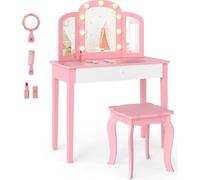 Ensemble de coiffeuse pour enfants avec miroir amovible et éclairage