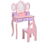 Ensemble de Coiffeuse pour Enfants avec Miroir et Chaise Rose Rosabelle