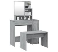 Ensemble de coiffeuse - vidaXL - Sonoma gris - 86,5x35x136 cm - Bois d'ingénierie - Miroir inclus - Tabouret 70x35x45 cm