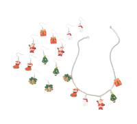 Ensemble de colliers de Noël et de boucles d'oreilles en forme d'arbre de Noël, Père Noël, bonhomme de neige, cloches, cadeau de festival pour femme, kit de fabrication de bijoux pour femme, breloques