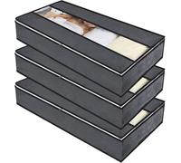 Ensemble de commodes à tiroirs sous le lit - Boîtes de rangement - Rangement saisonnier des vêtements - Tissu composite respirant - 3 pièces de 100 cm - Gris