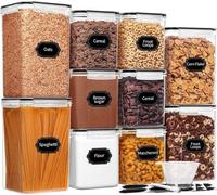 Ensemble de contenants hermétiques Ibenzoa® pour la conservation des aliments – 10 contenants (6,5 l, 5,2 l, 2,5 l), 1 récipient doseur de 2,5 l, 24 étiquettes, sans BPA