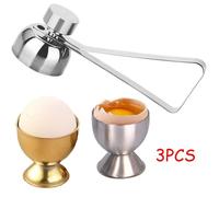 Ensemble de Coquetiers - MARQUE - 3pcs - Acier Inoxydable - Argent, Or - Ouvre-Oeuf Double Face
