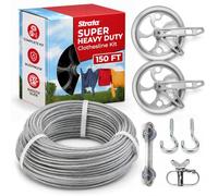 Ensemble de Corde à Linge de marque Strata à Usage Super Intensif | Lot de 2 mini tendeurs de treuil en fil galvanisé argenté avec revêtement en PVC de 16,5 cm
