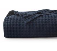Ensemble de couette en coton gaufré bleu marine 220 x 240 cm, Oeko-TEX, léger et doux