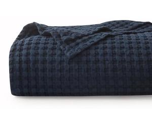 Ensemble de couette en coton gaufré bleu marine 220 x 240 cm, Oeko-TEX, léger et doux