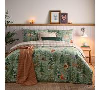 Ensemble de Couette Furn Lodge Wood 100% Coton Brossé - Chêne Vert - Simple