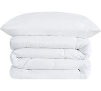 Ensemble de couette Unyqoos® pour toute l'année, dimensions 155x220 cm, comprenant un oreiller de 80x80 cm, housse en microfibre, garnissage de 300 GSM, couette matelassée avec bordure blanche et 8 at