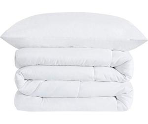 Ensemble de couette Unyqoos® pour toute l'année, dimensions 155x220 cm, comprenant un oreiller de 80x80 cm, housse en microfibre, garnissage de 300 GSM, couette matelassée avec bordure blanche et 8 at