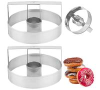 Ensemble de Coupe-Donuts 2 Pièces Coupe-Donuts en Acier Inoxydable avec Poignée Moule à Trou de Donut Rond pour Biscuit Cookie Gâteau Pâtisserie Cuisson Accessoires Cuisine DIY