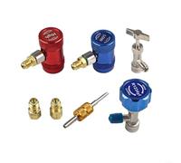 Ensemble de coupleurs rapides avec extracteur de noyau de valve | Adaptateurs haute basse pression en laiton pour tuyaux de charge CVC 1/4 et 1/2 | Kit d'entretien AC