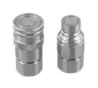 Ensemble de coupleurs rapides hydrauliques à face plate avec valve, acier au carbone et acier inoxydable, plaqué zinc blanc, pour NPT 1/4 3/8 1/2 3/4 1, raccord rapide NPT