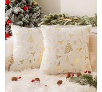 Ensemble de coussins de Noël au motif « Florbett » couleur crème dorée, 40 x 40 cm, ensemble 2 pièces