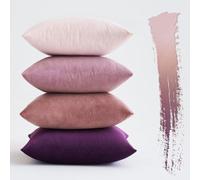 Ensemble de coussins en velours 50 x 50 cm, violet, pour canapé ou chambre d'enfant, décoration de printemps