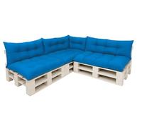 Ensemble de coussins pour palette de 7 pièces, un ensemble d'oreillers pour meubles de jardin, coussins de sol, coussins pour palettes 120 x 60 x 3 siège+3 dossiers 120 x 40 cm + 1 x 60 x 40 cm (bleu)