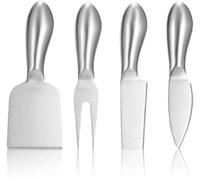 Ensemble de couteaux à fromage Ibenzoa® composé de 4 pièces en acier inoxydable : couteaux professionnels et pour usage domestique, avec manches ergonomiques arrondis, couteau à beurre, couteau miniat