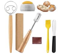 Ensemble de couteaux de boulangerie, lame à pain, spatule à pâte, outil de coupe de pain, couteau à pain, avec couteau à boulanger, brosse à pâtisserie, spatule et fouet, idéal pour la pâtisserie