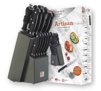 Ensemble de couteaux de cuisine, 15 pièces, acier inoxydable, forgé, finition noire