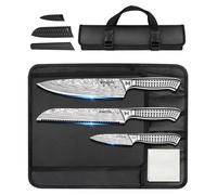 Ensemble de couteaux de cuisine, 3 pièces, en acier inoxydable, avec sac et protège-lames