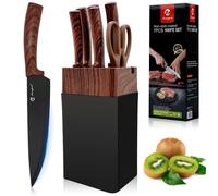 Ensemble de couteaux de cuisine, 7 pièces, avec bloc à couteaux, en acier inoxydable, avec manches ergonomiques et affûteur intégré