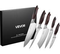 Ensemble de couteaux de cuisine, ensemble de 5 couteaux tranchants en acier inoxydable à haute teneur en carbone, durables et résistants à la rouille, couverts de cuisine professionnels avec manche er