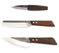 Ensemble de couteaux de table, 3 pièces, 16 cm, en acier au carbone, avec manche en bois