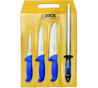 Ensemble de couteaux ErgoGrip, 4 pièces (couteau à désosser 13 cm, "fin", couteau à bouts 18 cm, couteau de chef 21 cm, aiguiseur FineCut, dureté HRC 56°), référence 82555000, couleur bleue